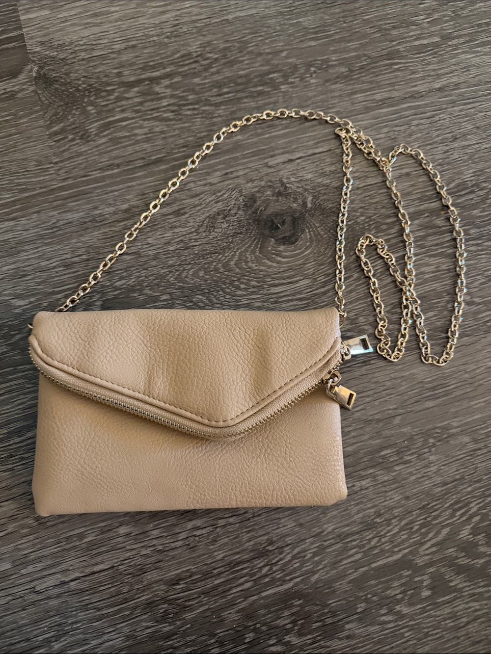 Urban Expressions Taupe Crossbody with Gold Chain Strap